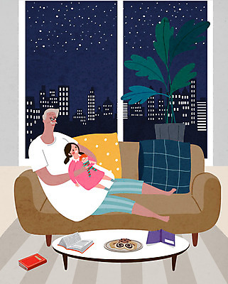 전신 여자 할아버지 노년 남자 어린이 일러스트 휴식 손녀 사람 앉기 소녀 두명 실버라이프 소파 잠 국내일러스트 AI파일 라이프스타일 컨셉 의자 모션 성인 손주 파일형식 벡터