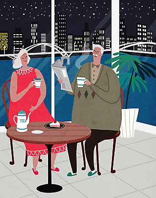 전신 여자 할아버지 노년 남자 할머니 여유 커피 일러스트 티타임 휴식 대화 사람 앉기 두명 실버라이프 노부부 신문읽기 노인만 국내일러스트 AI파일 라이프스타일 부부 감정 음료 컨셉 모션 말하기 성인 읽기 성인만 파일형식 벡터