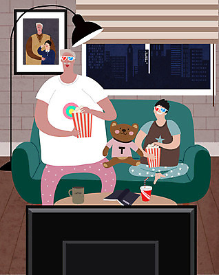 할아버지 노년 남자 어린이 인형 거실 일러스트 손자 들기 사람 앉기 상반신 두명 실버라이프 소파 텔레비전 영화 팝콘 티비시청 3D안경 3D영화 남자만 집콕 홈시네마 국내일러스트 AI파일 라이프스타일 안경 의자 모션 문화예술 성인 전자제품 손주 신조어 시청_보고들음 파일형식 벡터 앳홈라이프