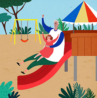 여자 할아버지 노년 남자 어린이 일러스트 손녀 사람 소녀 상반신 두명 실버라이프 미끄럼틀 놀이터 그네 국내일러스트 AI파일 라이프스타일 놀이 성인 놀이기구 손주 파일형식 벡터