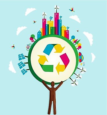 EPS 해외이미지 무료이미지 일러스트 사람모양 들기 사람없음 건물 컬러풀 환경 재활용 도시 그린에너지 보호 심볼 태양에너지 해외202004 해외일러스트 모양 건축물 컬러 컨셉 모션 에너지 친환경 파일형식 벡터 무료콘텐츠