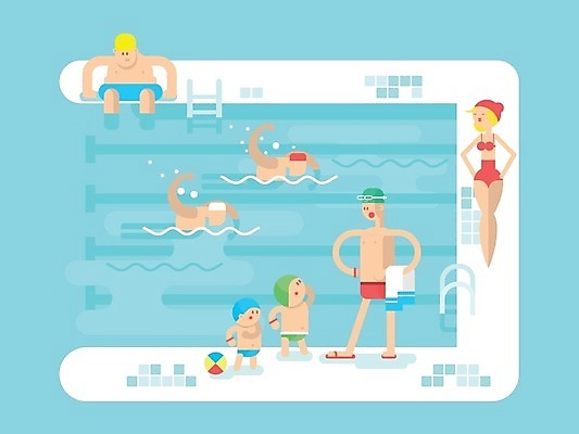 EPS 해외이미지 디자인 여자 남자 수영복 물결 어린이 스포츠 백그라운드 일러스트 사다리 표면 수영장 건강 여러명 성인 야외 물 파란색 운동 수영 젖음 그룹 플랫 카툰스타일 줄서기 스타일 해외202004 해외일러스트 자연요소 옷 컬러 다수 모션 사람 도구 수상스포츠 파일형식 벡터