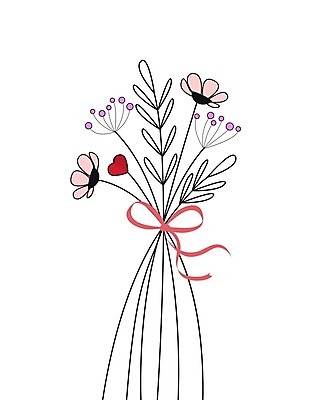 EPS 해외이미지 무료이미지 꽃 리본 꽃다발 일러스트 사람없음 해외202004 해외일러스트 식물 파일형식 벡터 무료콘텐츠