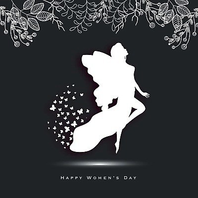 EPS 해외이미지 전신 무료이미지 여자 실루엣 포스터 나비 백그라운드 컨셉 잎 날개 일러스트 휴가 요정 한명 검은색 흰색 축하 세계여성의날 여자한명만 해외202004 해외일러스트 식물 1 기념일 컬러 곤충 촬영기법 사람 여자만 파일형식 벡터 무료콘텐츠