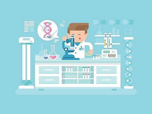 EPS 해외이미지 무료이미지 교육 남자 과학 하늘색 일러스트 현미경 실험 한명 장비 실험실 DNA 연구원 과학자 성인남자한명만 해외202004 해외일러스트 직업 1 실험기구 사람 파란색 생명공학 학자 남자한명만 성인남자만 파일형식 벡터