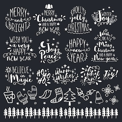 EPS 해외이미지 나무 무료이미지 크리스마스 겨울 일러스트 캘리그라피 텍스트 타이포그라피 사람없음 라벨 축하 눈송이 손그림 해피뉴이어 엘리먼트 레터링 해외202004 손모아장갑 해외일러스트 식물 문자 계절 기념일 장갑 컨셉 프레임 눈_날씨 새해인사 파일형식 벡터 무료콘텐츠