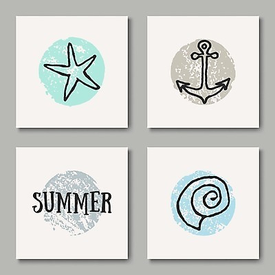 EPS 해외이미지 무료이미지 디자인 포스터 종이 백그라운드 일러스트 텍스트 조개 불가사리 타이포그라피 사람없음 조개껍데기 심플 닻 해외202004 해외일러스트 문자 어패류 극피동물 파일형식 벡터