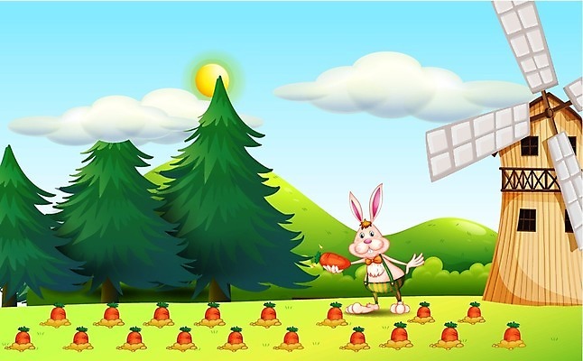 EPS 해외이미지 나무 식물 동물 구름 잎 밭 채소 일러스트 자연 하늘 바람 사람없음 야외 초록색 파란색 농작물 농가 농장 농경지 맑음 당근 풍차 흰색 토끼 소나무 농부 오두막 언덕 그림 외양간 밭일 해외202004 해외일러스트 자연요소 직업 컬러 농업 포유류 날씨 뿌리채소 반려동물 생태계 파일형식 벡터