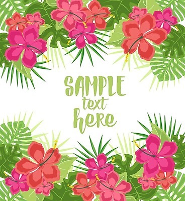 EPS 해외이미지 무료이미지 디자인 분홍색 백그라운드 일러스트 텍스트 타이포그라피 사람없음 초록색 여름 하와이 열대잎 히비스커스 해외202004 해외일러스트 문자 계절 꽃 컬러 잎 미국 파일형식 벡터 무료콘텐츠