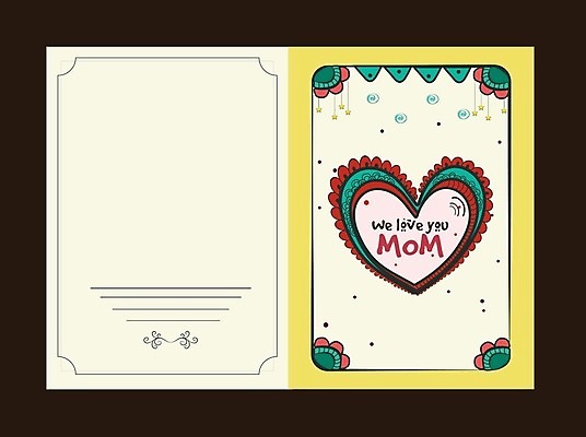 EPS 해외이미지 무료이미지 일러스트 사랑 사람없음 초록색 노란색 하트 축하 어머니의날 해외202004 해외일러스트 카드프레임 모양 기념일 감정 컬러 컨셉 프레임 미국문화 파일형식 벡터 무료콘텐츠