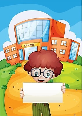 EPS 해외이미지 무료이미지 어린이교육 남자 안경 어린이 일러스트 학교 하늘 프레임 한명 들기 사람 소년 건물 소년한명만 해외202004 해외일러스트 1 건축물 잡화 교육 모션 남자한명만 소년만 파일형식 벡터