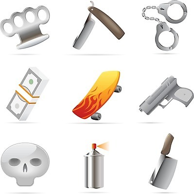 EPS 해외이미지 클립아트 무료이미지 무기 일러스트 해골 사람없음 권총 스케이트보드 범죄 나이프 돈다발 위험 수갑 오브젝트 공포 스프레이 도끼 해외202004 해외일러스트 식기 컨셉 돈 뼈 총 보드 칼 파일형식 벡터 무료콘텐츠