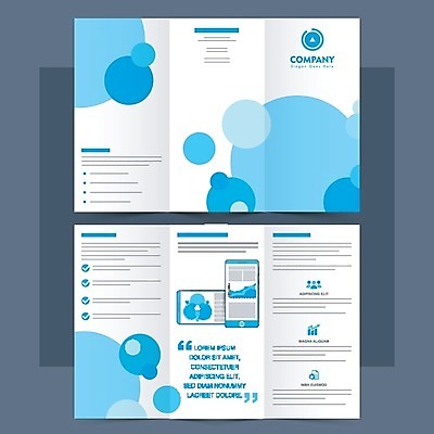 EPS 해외이미지 무료이미지 템플릿 리플렛 하늘색 비즈니스 3단접지 팜플렛 사람없음 스마트폰 정보 원형 해외202004 도형 파란색 핸드폰 스마트기기 파일형식 벡터