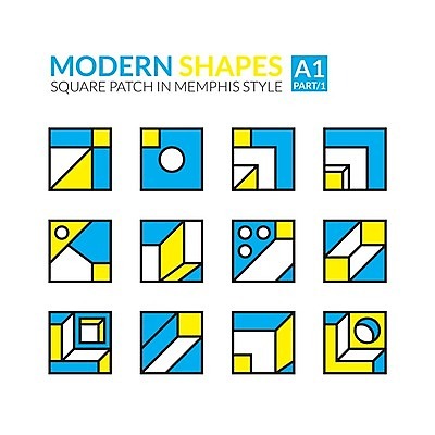 EPS 해외이미지 무료이미지 디자인 패턴 일러스트 추상 사람없음 파란색 노란색 사각형 엘리먼트 멤피스디자인 해외202004 해외일러스트 도형 컬러 무늬 파일형식 벡터 무료콘텐츠