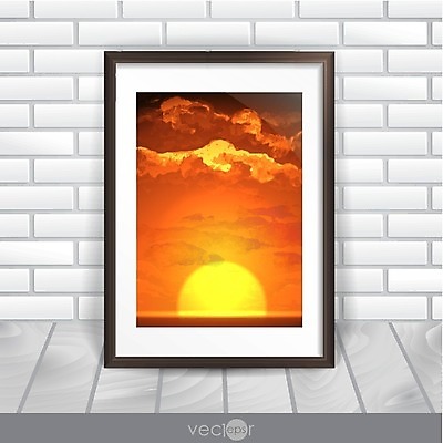 EPS 해외이미지 무료이미지 벽 액자 일러스트 하늘 벽돌 사람없음 태양 일출 황혼 일몰 그림 해외202004 해외일러스트 자연요소 노을 파일형식 벡터 무료콘텐츠