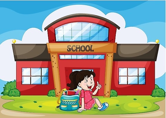 EPS 해외이미지 식물 영어 여자 어린이교육 교육 어린이 가방 일러스트 학교 하늘 사람 건물 해외202004 해외일러스트 문자 건축물 잡화 파일형식 벡터