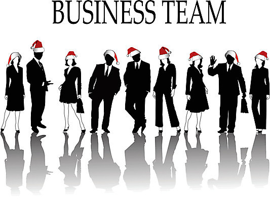 EPS 해외이미지 무료이미지 디자인 여자 남자 실루엣 일러스트 비즈니스 산타모자 서기 사람 성인 검은색 비즈니스맨 비즈니스우먼 성인만 해외202004 해외일러스트 모자_잡화 컬러 크리스마스 모션 촬영기법 직장인 파일형식 벡터 무료콘텐츠