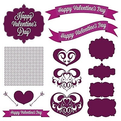 EPS 해외이미지 무료이미지 리본 일러스트 발렌타인데이 사랑 타이포그라피 사람없음 장식 라벨 보라색 하트 해외202004 해외일러스트 모양 문자 감정 컬러 데이이벤트 프레임 파일형식 벡터 무료콘텐츠