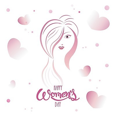 EPS 해외이미지 무료이미지 여자 얼굴 분홍색 일러스트 타이포그라피 하트 축하 세계여성의날 해외202004 해외일러스트 모양 문자 기념일 컬러 컨셉 사람 신체부위 파일형식 벡터 무료콘텐츠