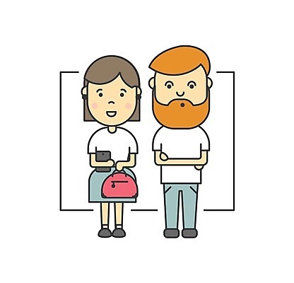 EPS 해외이미지 전신 무료이미지 캐릭터 여자 남자 가방 일러스트 서기 들기 성인 두명 태블릿 팔짱 성인만 해외202004 해외일러스트 일러캐릭터 잡화 모션 사람 전자제품 스마트기기 파일형식 벡터 무료콘텐츠