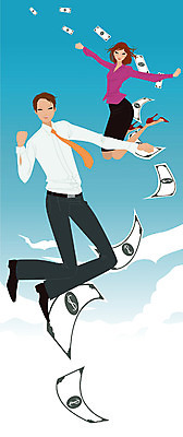 EPS 주간 라이프스타일 여자 남자 지폐 돈 일러스트 비즈니스 사람 20대 야외 두명 30대 금융 비즈니스라이프 달러 기쁨 비즈니스맨 비즈니스우먼 동료 성인만 국내일러스트 자연요소 감정 관계 청년 생활 장년 경제 직장인 재산 파일형식 벡터