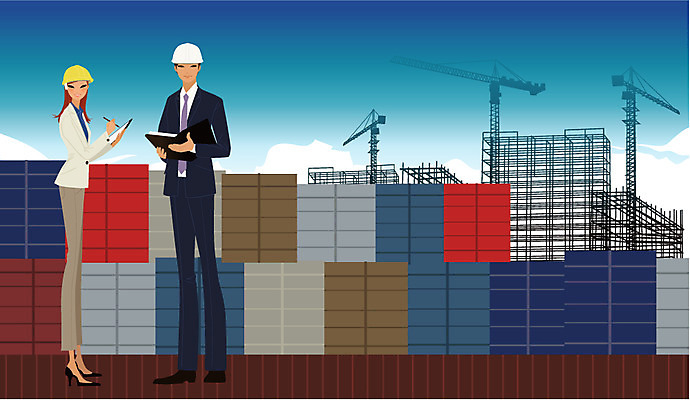 EPS 주간 라이프스타일 여자 남자 일러스트 비즈니스 건설업 사람 20대 야외 두명 30대 비즈니스라이프 업무 비즈니스맨 비즈니스우먼 작업실 중장비 동료 기중기 성인만 국내일러스트 자연요소 산업 관계 청년 생활 장년 작업 직장인 산업장비 파일형식 벡터