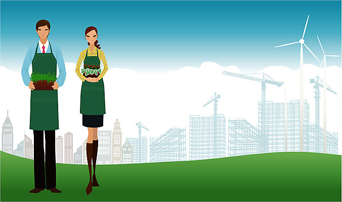 EPS 주간 라이프스타일 여자 남자 일러스트 비즈니스 사람 20대 야외 두명 30대 비즈니스라이프 새싹 발전소 도시 비즈니스맨 비즈니스우먼 중장비 전통의상 동료 기중기 성인만 국내일러스트 자연요소 식물 전통 관계 청년 생활 장년 에너지 직장인 산업장비 파일형식 벡터