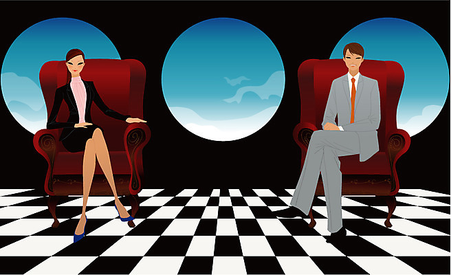 EPS 주간 라이프스타일 여자 남자 일러스트 비즈니스 실내 사람 정장 20대 두명 30대 비즈니스라이프 소파 사무실 비즈니스맨 비즈니스우먼 동료 성인만 국내일러스트 자연요소 옷 의자 관계 청년 내부 생활 장년 직장인 파일형식 벡터