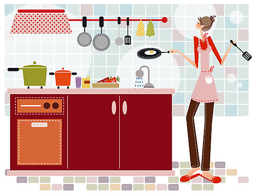 EPS 우먼라이프 라이프스타일 여자 가사 일러스트 주방용품 슬리퍼 실내 요리 한명 사람 20대 성인 30대 주방 앞치마 당근 프라이팬 냄비 계란프라이 싱크대 뒤집개 안식처 여자만 여자한명만 성인여자만 성인만 국내일러스트 1 생활용품 신발 휴식 뿌리채소 청년 내부 생활 장년 솥 계란요리 개수대 파일형식 벡터