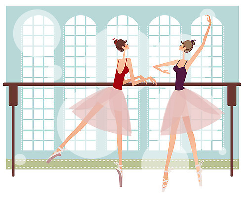 EPS 우먼라이프 라이프스타일 여자 일러스트 휴식 실내 사람 20대 취미 두명 라이프 30대 춤 발레 발레복 토슈즈 봉 발레동작 여자만 성인여자만 성인만 국내일러스트 옷 포즈 신발 컨셉 문화예술 청년 내부 생활 장년 파일형식 벡터
