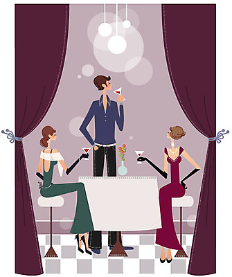 EPS 우먼라이프 라이프스타일 드레스 여자 남자 와인잔 의자 일러스트 탁자 휴식 실내 사람 20대 취미 라이프 세명 30대 파티 와인 꽃병 모임 성인만 국내일러스트 옷 꽃 가구 컨셉 술잔 주류 이벤트 청년 내부 생활 장년 파일형식 벡터