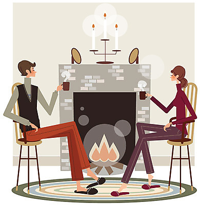 EPS 라이프스타일 커플 여자 남자 커피 의자 일러스트 촛불 티타임 휴식 슬리퍼 실내 사람 20대 취미 두명 라이프 30대 마시기 차 벽난로 촛대 성인만 국내일러스트 음료 가구 신발 컨셉 초 관계 모션 청년 내부 생활 장년 파일형식 벡터