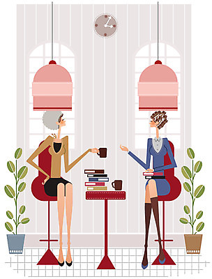 EPS 우먼라이프 라이프스타일 여자 화분 커피 의자 일러스트 실내 사람 20대 두명 책 30대 뷰티 파마 미용실 머리손질 여자만 성인여자만 성인만 국내일러스트 헤어스타일 음료 가구 청년 내부 생활 장년 뷰티샵 파일형식 벡터