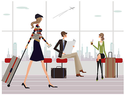EPS 주간 라이프스타일 여자 남자 여행 의자 가방 일러스트 비즈니스 교통시설 휴가 실내 사람 20대 세명 30대 비즈니스맨 비즈니스우먼 라운지 공항 성인만 국내일러스트 자연요소 잡화 가구 교통 청년 내부 생활 장년 직장인 시설 파일형식 벡터