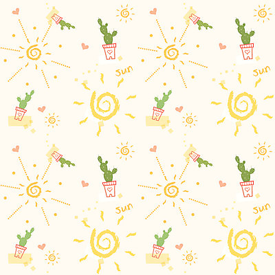 EPS 식물 문양 계절 화분 백그라운드 무늬 패턴 일러스트 선인장 사람없음 여름 빛 태양 하트 더위 팬시패턴 국내일러스트 자연요소 모양 날씨 파일형식 벡터