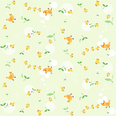 EPS 동물 척추동물 문양 계절 새끼 백그라운드 무늬 패턴 일러스트 조류 나뭇잎 병아리 사람없음 새싹 봄 닭 팬시패턴 봄배경 국내일러스트 식물 잎 파일형식 벡터