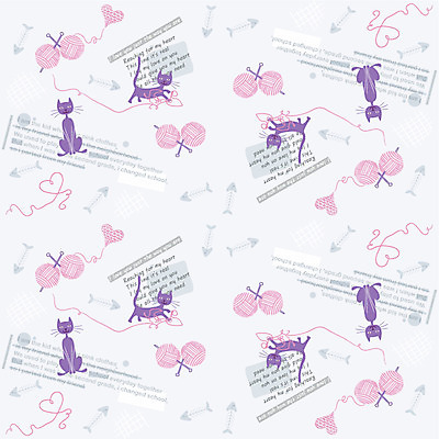 EPS 동물 척추동물 문양 육지동물 백그라운드 무늬 패턴 일러스트 포유류 사람없음 고양이 바늘 털실 팬시패턴 생선가시 국내일러스트 반려동물 도구 실 파일형식 벡터