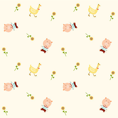 EPS 동물 척추동물 문양 육지동물 꽃 동물캐릭터 백그라운드 무늬 패턴 일러스트 포유류 해바라기 오리 사람없음 돼지 돼지캐릭터 팬시패턴 국내일러스트 일러캐릭터 식물 캐릭터 조류 파일형식 벡터