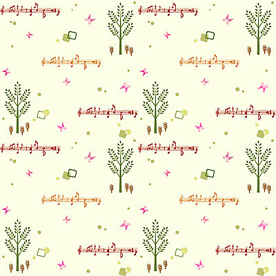 EPS 나무 식물 문양 계절 음악 나비 백그라운드 무늬 패턴 음표 일러스트 사람없음 가을 보리 팬시패턴 가을배경 국내일러스트 기호 곤충 문화예술 곡류 파일형식 벡터 가을_계절