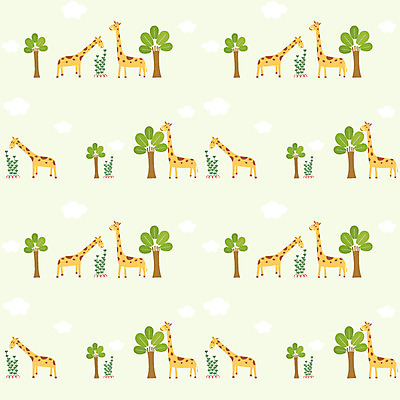 EPS 나무 동물 척추동물 문양 육지동물 백그라운드 무늬 패턴 일러스트 포유류 사람없음 풀 기린 팬시패턴 국내일러스트 식물 파일형식 벡터