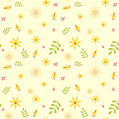 EPS 동물 척추동물 문양 계절 꽃 새끼 백그라운드 무늬 패턴 일러스트 조류 나뭇잎 오리 사람없음 봄 팬시패턴 봄배경 국내일러스트 식물 잎 파일형식 벡터