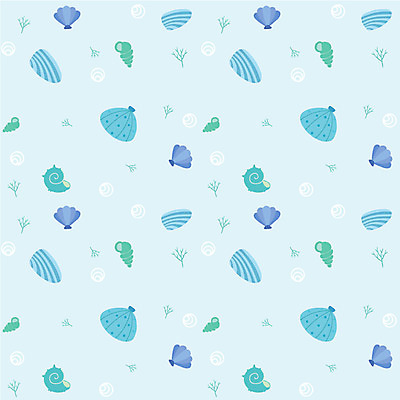 EPS 문양 백그라운드 무늬 패턴 일러스트 조개 연체동물 사람없음 산호초 소라 해산물 고둥 팬시패턴 국내일러스트 어패류 무척추동물 수중식물 파일형식 벡터