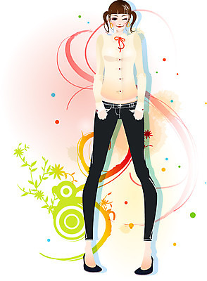 EPS 여자 패션 리본 셔츠 일러스트 한명 사람 20대 성인 귀여움 봄 청바지 화사함 봄쇼핑 여자만 여자한명만 성인여자만 청년만 청년여자만 성인한명만 청년여자한명만 성인여자한명만 성인만 국내일러스트 1 계절 컨셉 상의 바지 청년 쇼핑 파일형식 벡터