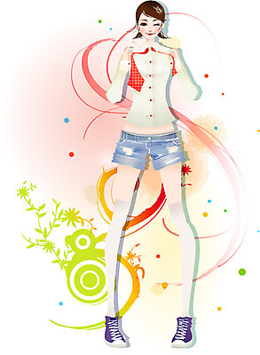 EPS 여자 패션 셔츠 일러스트 반바지 넥타이 한명 사람 20대 성인 귀여움 봄 스니커즈 봄쇼핑 여자만 여자한명만 성인여자만 청년만 청년여자만 성인한명만 청년여자한명만 성인여자한명만 성인만 국내일러스트 1 잡화 계절 운동화 컨셉 상의 바지 청년 쇼핑 파일형식 벡터