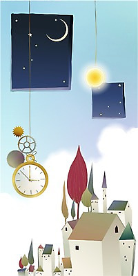 EPS 주간 나무 시설물 사계절 계절 현대건축 건축 별 시계 백그라운드 일러스트 자연 주택 사람없음 태양 마을 봄 달 초승달 태엽 국내일러스트 자연요소 식물 건축물 건물 생태계 파일형식 벡터