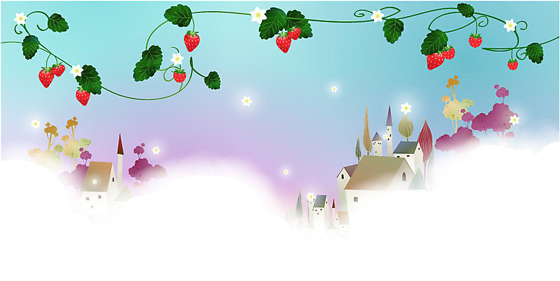 EPS 나무 식물 구름 사계절 계절 꽃 줄기 백그라운드 과일 일러스트 자연 딸기 주택 사람없음 마을 봄 국내일러스트 자연요소 건물 생태계 파일형식 벡터