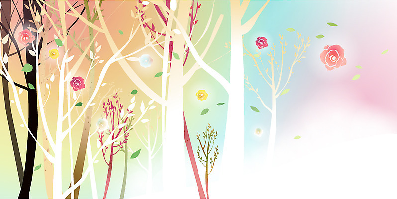 EPS 나무 식물 사계절 계절 꽃 백그라운드 잎 일러스트 자연 사람없음 장미 봄 숲 국내일러스트 생태계 파일형식 벡터