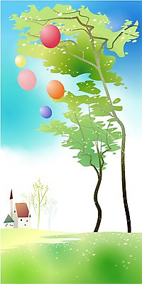 EPS 주간 나무 식물 건축물 사계절 계절 백그라운드 일러스트 자연 하늘 바람 날씨 주택 풍경 사람없음 야외 건물 여름 마을 맑음 풍선 걸림 국내일러스트 자연요소 건축 모션 생태계 파일형식 벡터