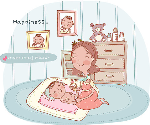 EPS 라이프스타일 여자 액자 일러스트 실내 사람 두명 육아 아기 마사지 기념사진 여자만 아기만 여자아기만 국내일러스트 내부 생활 파일형식 벡터