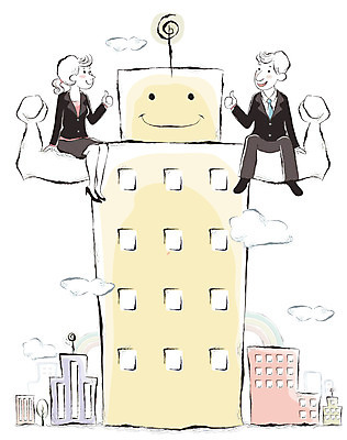 EPS 전신 구름 여자 남자 무지개 일러스트 회사 비즈니스 사람 20대 두명 건물 30대 비즈니스라이프 엄지손가락 최고 비즈니스맨 비즈니스우먼 동료 알통 우량기업 성인만 국내일러스트 자연요소 라이프스타일 건축물 손가락 관계 근육 청년 장년 직장인 파일형식 벡터